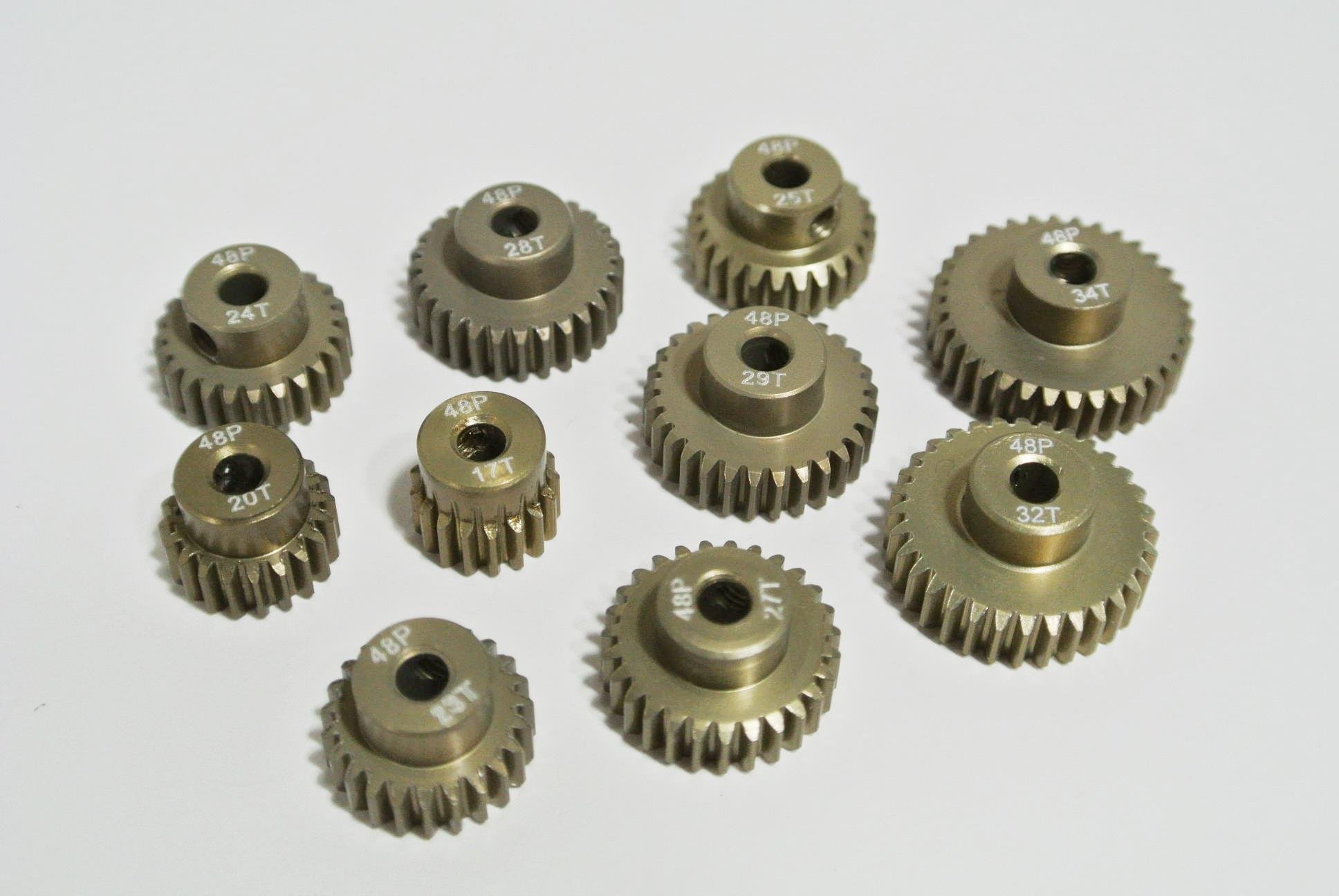 WEISHUJI 4PCS 48P Pinion Gear Set 28T 29T 30T 31T 48P Pinion Gear Set with Screw Driver for Motors with 1/8 Output Shaft Aluminum Pinion Gear Set 