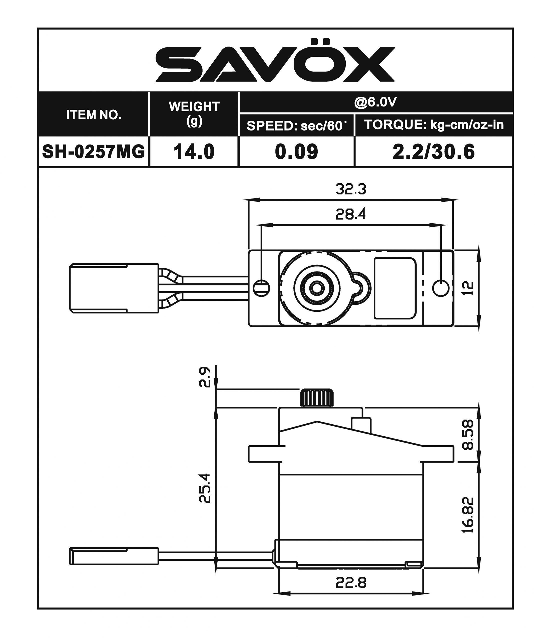 Savox SH-0257MG Digital Metal Gear "High Speed" Micro SAV-SH-0257MG 